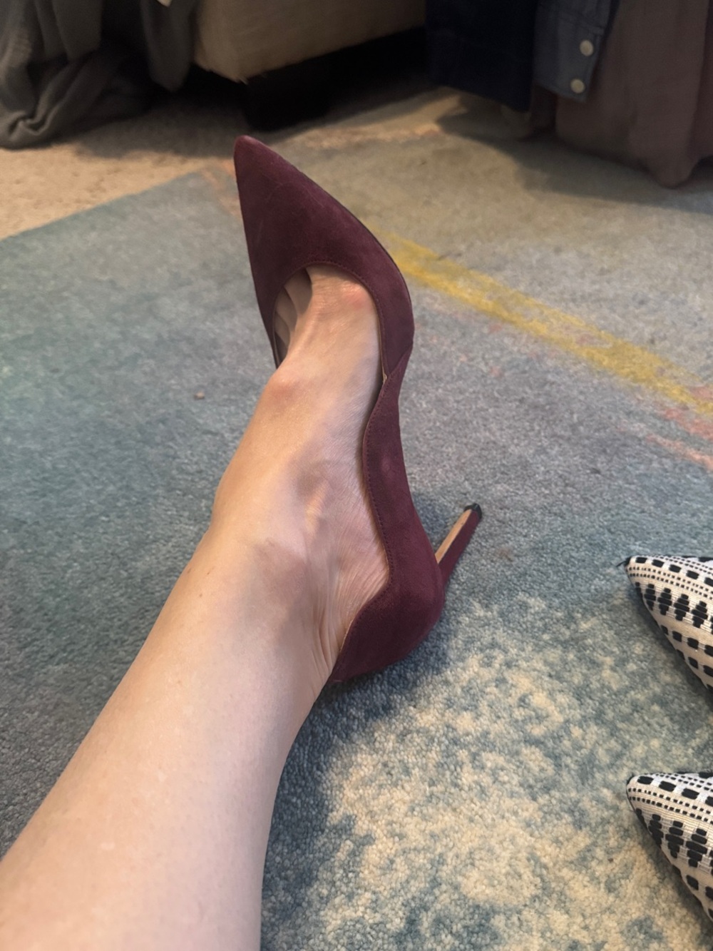 Boden Burgundy Suede Pointed-Toe Stiletto Pump